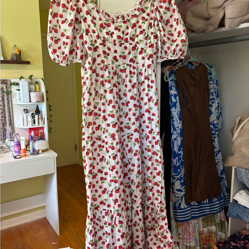 Strawberry puff sleeve ASOS dress